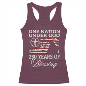 250th Anniversary USA Racerback Tank Top One Nation Under God 250 Years Of Blessing TS14 Maroon Print Your Wear