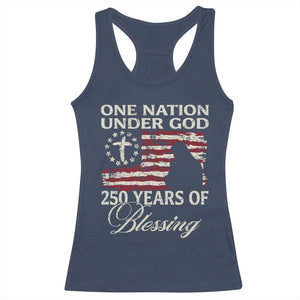 250th Anniversary USA Racerback Tank Top One Nation Under God 250 Years Of Blessing TS14 Navy Print Your Wear
