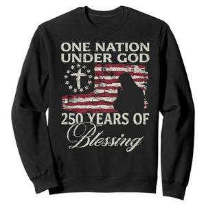 250th Anniversary USA Sweatshirt One Nation Under God 250 Years Of Blessing TS14 Black Print Your Wear