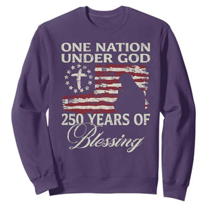 250th Anniversary USA Sweatshirt One Nation Under God 250 Years Of Blessing TS14 Purple Print Your Wear