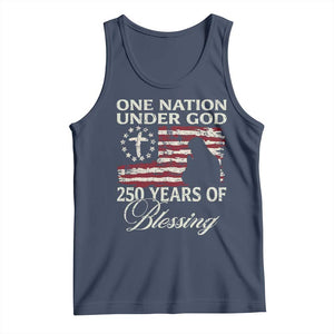 250th Anniversary USA Tank Top One Nation Under God 250 Years Of Blessing TS14 Navy Print Your Wear