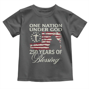 250th Anniversary USA Toddler T Shirt One Nation Under God 250 Years Of Blessing TS14 Dark Heather Print Your Wear