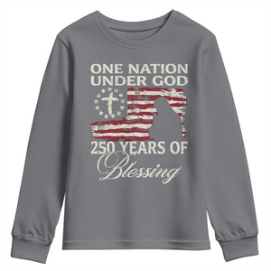 250th Anniversary USA Youth Sweatshirt One Nation Under God 250 Years Of Blessing TS14 Charcoal Print Your Wear