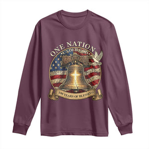 One Nation Under God 250 Years Of Blessing Long Sleeve Shirt Christian Cross Bald Eagle 4th of July TS14 Maroon Print Your Wear