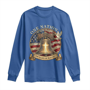 One Nation Under God 250 Years Of Blessing Long Sleeve Shirt Christian Cross Bald Eagle 4th of July TS14 Royal Blue Print Your Wear