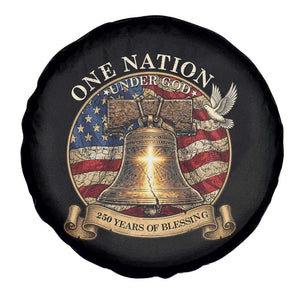 One Nation Under God 250 Years Of Blessing Spare Tire Cover Christian Cross Bald Eagle 4th of July TS14 Print Your Wear