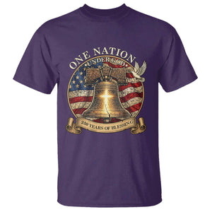 One Nation Under God 250 Years Of Blessing T Shirt Christian Cross Bald Eagle 4th of July TS14 Purple Print Your Wear