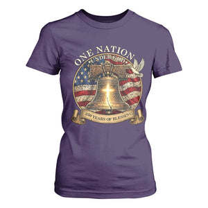 One Nation Under God 250 Years Of Blessing T Shirt For Women Christian Cross Bald Eagle 4th of July TS14 Purple Print Your Wear