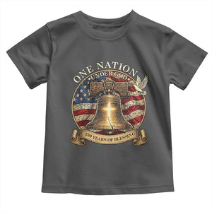 One Nation Under God 250 Years Of Blessing Toddler T Shirt Christian Cross Bald Eagle 4th of July TS14 Dark Heather Print Your Wear