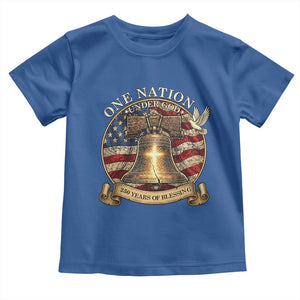 One Nation Under God 250 Years Of Blessing Toddler T Shirt Christian Cross Bald Eagle 4th of July TS14 Royal Blue Print Your Wear