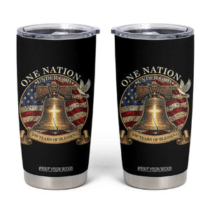 One Nation Under God 250 Years Of Blessing Tumbler Cup Christian Cross Bald Eagle 4th of July TS14 Black Print Your Wear