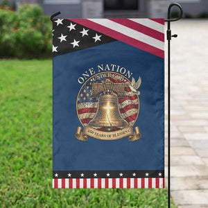 One Nation Under God 250 Years Of Blessing Patriotic Garden Flag Christian Cross Bald Eagle 4th of July TS14 Classic Blue Black Print Your Wear