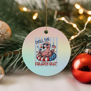 Chill The Fourth Out Ceramic Ornament Flamerica Flamingo 4th Of July