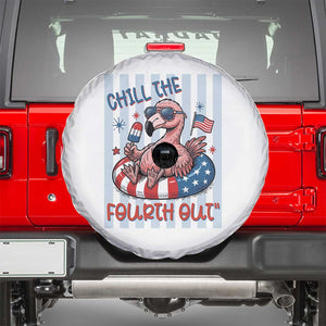 Chill The Fourth Out Spare Tire Cover Flamerica Flamingo 4th Of July