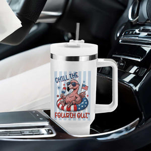 Chill The Fourth Out Tumbler With Handle Flamerica Flamingo 4th Of July