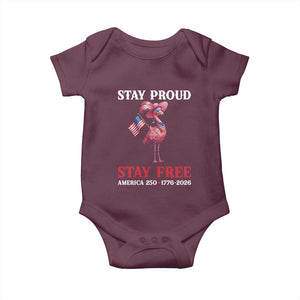 250 Years Anniversary Baby Onesie Flamingo 4Th Of July Patriotic USA Independence Flamerica