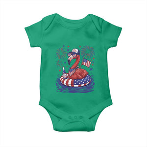 Flamingo 4Th Of July Patriotic USA American Flag Baby Onesie