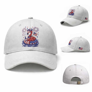 Flamingo 4Th Of July Patriotic USA American Flag Baseball Cap TS14 Baseball Cap Universal Fit White Print Your Wear