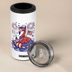 Flamingo 4Th Of July Patriotic USA American Flag 4 in 1 Can Cooler Tumbler