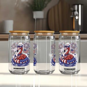 Flamingo 4Th Of July Patriotic USA American Flag Glass Can TS14 Print Your Wear