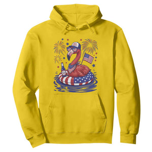 Flamingo 4Th Of July Patriotic USA American Flag Hoodie