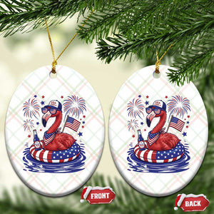 Flamingo 4Th Of July Patriotic USA American Flag Ceramic Ornament TS14 Print Your Wear