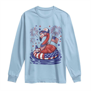Flamingo 4Th Of July Patriotic USA American Flag Long Sleeve Shirt