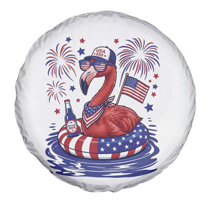 Flamingo 4Th Of July Patriotic USA American Flag Spare Tire Cover TS14 Print Your Wear