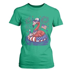 Flamingo 4Th Of July Patriotic USA American Flag T Shirt For Women