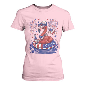 Flamingo 4Th Of July Patriotic USA American Flag T Shirt For Women