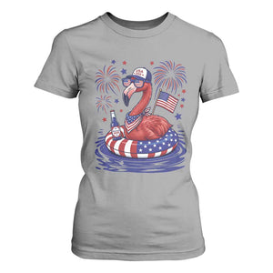 Flamingo 4Th Of July Patriotic USA American Flag T Shirt For Women