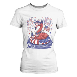 Flamingo 4Th Of July Patriotic USA American Flag T Shirt For Women
