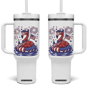 Flamingo 4Th Of July Patriotic USA American Flag Tumbler With Handle