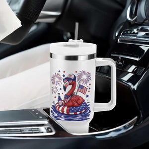 Flamingo 4Th Of July Patriotic USA American Flag Tumbler With Handle