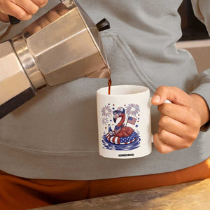 Flamingo 4Th Of July Patriotic USA American Flag Coffee Mug