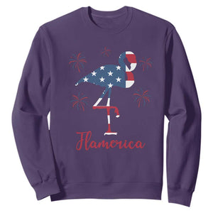 Flamingo 4Th Of July Patriotic USA Independence Flamerica Sweatshirt TS14 Purple Print Your Wear