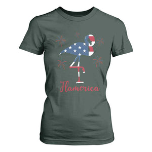 Flamingo 4Th Of July Patriotic USA Independence Flamerica T Shirt For Women TS14 Dark Forest Green Print Your Wear