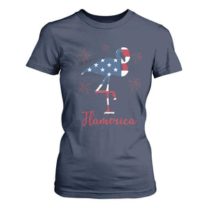 Flamingo 4Th Of July Patriotic USA Independence Flamerica T Shirt For Women TS14 Navy Print Your Wear