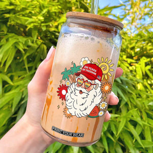 USA 250th Anniversary Santa Christmas In July Glass Can
