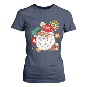USA 250th Anniversary Santa Christmas In July T Shirt For Women