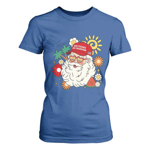 USA 250th Anniversary Santa Christmas In July T Shirt For Women