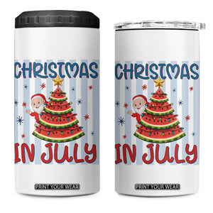 Funny Santa Christmas in July 4 in 1 Can Cooler Tumbler Melon Christmas Tree Summer