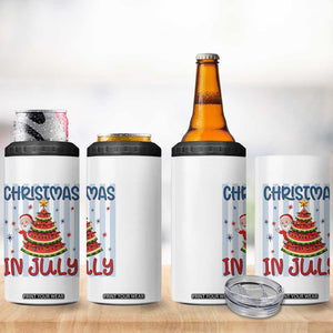 Funny Santa Christmas in July 4 in 1 Can Cooler Tumbler Melon Christmas Tree Summer