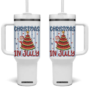 Funny Santa Christmas in July Tumbler With Handle Melon Christmas Tree Summer
