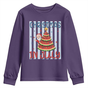 Funny Santa Christmas in July Youth Sweatshirt Melon Christmas Tree Summer