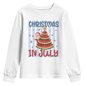 Funny Santa Christmas in July Youth Sweatshirt Melon Christmas Tree Summer
