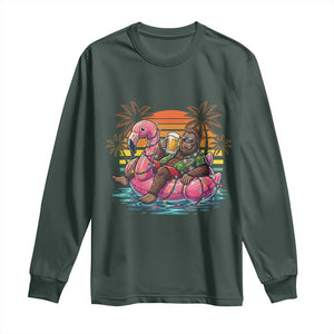 Funny Bigfoot Drinking Beer Christmas in July Long Sleeve Shirt