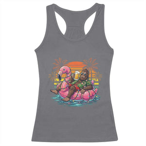 Funny Bigfoot Drinking Beer Christmas in July Racerback Tank Top