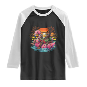Funny Bigfoot Drinking Beer Christmas in July Raglan Shirt