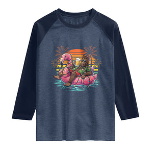 Funny Bigfoot Drinking Beer Christmas in July Raglan Shirt